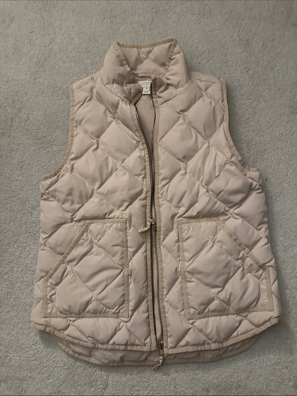 J. Crew Quilted Puffer Vest in Light Taupe